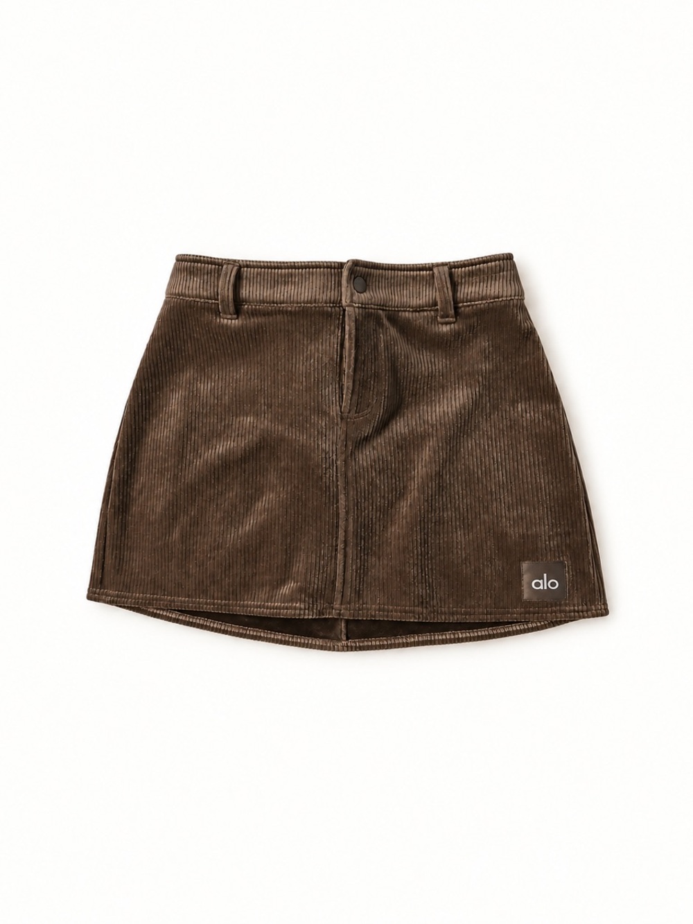 ALO Yoga Brown Corduroy A-Line Mini Skirt